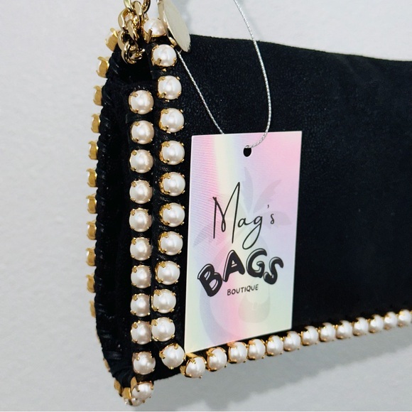 Stella McCartney: Pearl Shimmer Vegan Leather Falabella Crossbody Clutch Bag - Picture 7 of 16